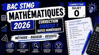 Miniature : BAC STMG 2026 Mathématique: Correction Suites numériques du Sujet 0 (Exercice 1)