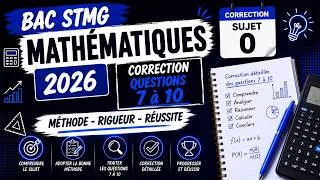 Miniature : BAC STMG 2026 Mathématique: Correction Automatismes du Sujet 0 (7 à 10)