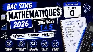 Miniature : BAC STMG: Correction sujet 0 de Mathématique - Questions 1 à 5