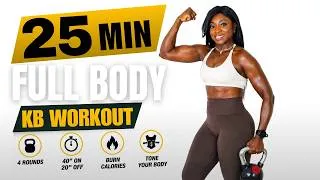 Miniature : 25 MIN FULL BODY KETTLEBELL WORKOUT | Strength & Cardio | No Talking