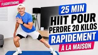 Miniature : 25 Min - HIIT débutant pour PERDRE 20 KILOS rapidement SANS SAUTER à la maison🔥 FlashFitHome