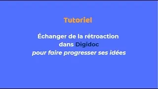 Miniature : DIGIDOC pour échanger de la rétroaction