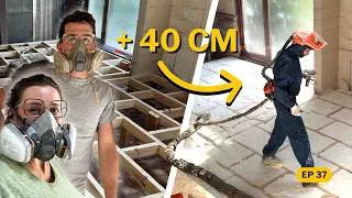 Miniature : TRANSFORMATION DU SALON : PLANCHER AUTO-PORTANT, ISOLATION DES MURS + MOUSSE PROJETEE AU SOL 😱 EP37