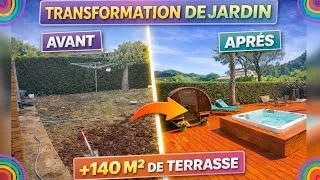 Miniature : Avant/Après de FOLIE ❤️‍🔥 : Je transforme 140m2 de jardin en PARADIS !!! (Avec JACCUZZI + SAUNA 🌴💦)
