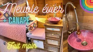 Miniature : Création du MEUBLE évier + ASSISE avec TIROIRS coulissants ! – Van aménagé