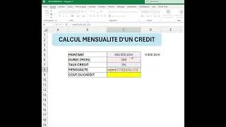 Miniature : Calcul mensualité d'un crédit sur Excel - Fonction VPM