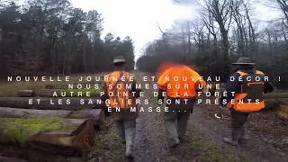 Miniature : Battue aux sangliers, chasse hivernale, tirs de quelques sangliers