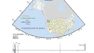Miniature : Vagues du tremblement de terre de la Californie à travers le réseau sismique de Usarray