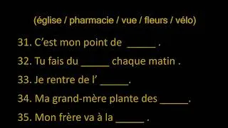 Miniature : Exercice de vocabulaire - complétez 65 phrases avec le mot qui convient