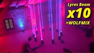 Miniature : Que faire avec 10 lyres Beam 150w : Épisode 1 ( Betopper LB150 + contrôle DMX avec le Wolfmix)