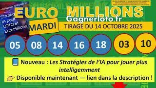 Miniature : EUROMILLIONS TIRAGE MARDI 14 OCTOBRE 2025 LES N° GAGNANTS