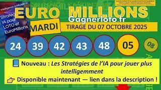 Miniature : EUROMILLIONS TIRAGE MARDI 07 OCTOBRE 2025 LES N° GAGNANTS