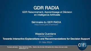 Miniature : Séminaire du GDR RADIA (Intelligence Artificielle) - #29 -  Wassila Ouerdane