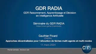 Miniature : Séminaire du GDR RADIA (Intelligence Artificielle) - #28 - Gauthier Picard