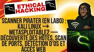 Miniature : Piratage éthique (en labo) : Kali Linux → Metasploitable2 — Découverte des hôtes, scan de ports, OS.