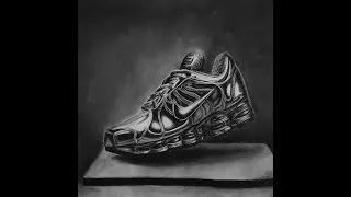 Miniature : Dessin Nike Shox effet Chrome réaliste (charcoal)
