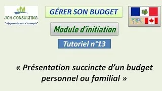 Miniature : Tuto n°13 : "Présentation succincte d'un budget personnel"