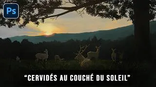 Miniature : Paysage de Cerfs au couché du soleil [DESSIN | ILLUSTRATION | SPEEDPAINTING]