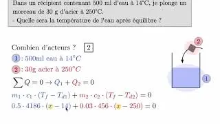 Miniature : Calorimétrie : exemple d'équilibre thermique