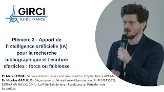Miniature : Plénière 3 : Apport de l'IA pour la recherche bibliographique et l'écriture d'articles.