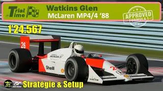 Miniature : Gt7 | McLaren MP4/4 '88| Watkins Glen | Hot Lap | 1'24.567 | Setup Stable