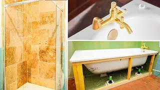 Miniature : Douche en travertin et baignoire sur tomettes : ça prend forme !