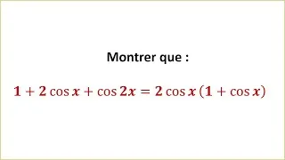 Miniature : Montrer une égalité trigonométrique -  Trigonométrie1ère BAC S EX et SM