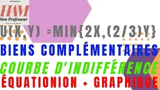 Miniature : TD-Microéconomie-EX3-F : Courbe d'Indifférence, Deux Biens Complémentaires, Equation et Graphique