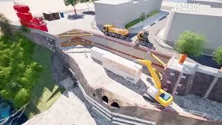 Miniature : Simulation du chantier de reconstruction du pont entre Mirepoix -sur-Tarn et Bessières
