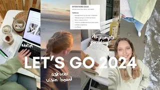 Miniature : ATTEINT TES GOALS EN 2024 ⚡️ free template notion, 10 prompts, bilan, plan d'action, vision board