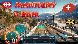Miniature : CAB RIDE 4K 🇨🇭 Martigny ➜ Brig / Simplonlinie - Ligne du Simplon / Inter Regio IR 90 95 CFF SBB