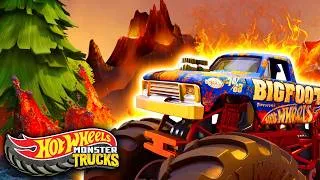 Miniature : 🌋 Une course folle pour échapper au VOLCAN ! | Hot Wheels Monster Trucks