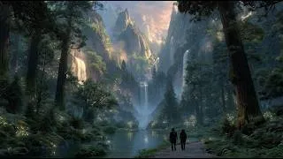 Miniature : Luminous Waterfall Forest Beyond the Tall Trees - Medieval Fantasy Music & Enchanted Atmospheres |4K