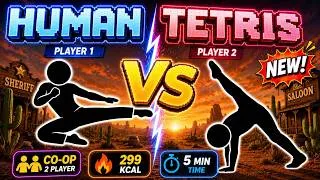 Miniature : LAST TO FALL WINS! 🏆 1v1 Human Tetris Battle (2 Players) | Immersive Interactive Warm-Up