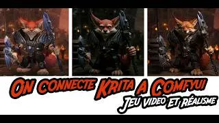 Miniature : Comment connecter Krita à Comfyui, résultat Screenshot personnage de jeu vidéo en réaliste gratuit