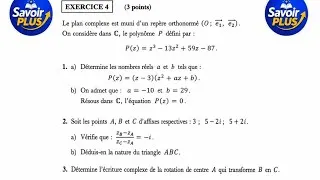 Miniature : LA CORRECTION DE L'EXERCICE 4 DU BAC SESSION 2026 DE LA CÔTE D'IVOIRE - NOMBRE COMPLEXE