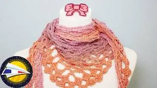 Miniature : Crochet | Écharpe en mailles en l'air avec bordure « Granny » | Une écharpe d'été super mignonne