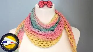 Miniature : Crochet | Écharpe triangulaire d'été avec dégradé arc-en-ciel | Tutoriel pour débutants