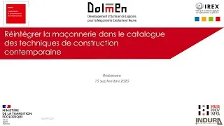 Miniature : Projet National DOLMEN - Webinaire du 15 septembre 2020 (replay)