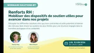 Miniature : Webinaire #7 : Renforts RH – Mobiliser des dispositifs de soutien utiles