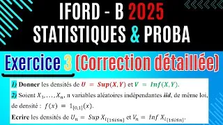 Miniature : SUJET IFORD B 2025 STAT PROBA Exercice 3 [Correction détaillée]