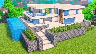 Miniature : TUTO GRANDE MAISON MODERNE FACILE À FAIRE | Minecraft