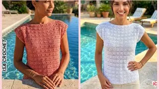 Miniature : 🧡TOP "TEXAS" AU CROCHET FACILE TOUTES TAILLES FIL @Loupassion 