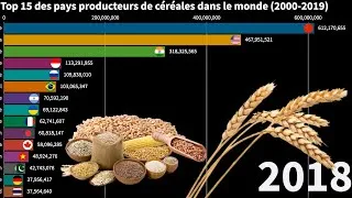 Miniature : Top 15 des pays producteurs de céréales 2000-2019. Classement mondial