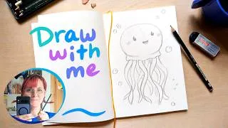 Miniature : Draw with me 🪼 Cute jellyfish sketchbook drawing | Dessine avec moi