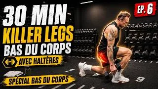 Miniature : 30 MIN KILLER LEGS 🔥 Cuisses & Fessiers avec Haltères | Cardio Bas du Corps – Épisode 6