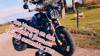 Miniature : road trip moto : duo en Zontes scrambler 125