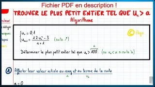 Miniature : 📝FICHE METHODE | Déterminer le plus petit entier tel que Un plus grand que a