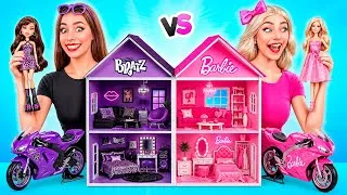 Miniature : Nous Construisons Une Maison de Poupées Incroyable Défi Barbie vs Bratz Astuces Décoration Faciles
