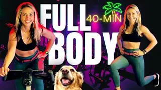 Miniature : 🌴 40-Min Indoor Cycling Class | On & Off Bike HIIT | Full Body Spin Class